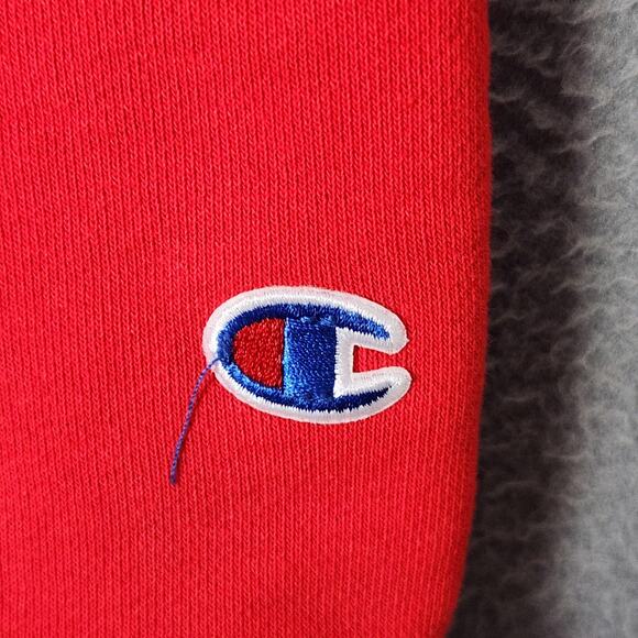 Champion Reverse Weave Sweatshirt Womens Large Red Cropped V-Neck Pullover - Picture 8 of 13